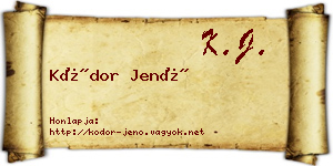 Kódor Jenő névjegykártya