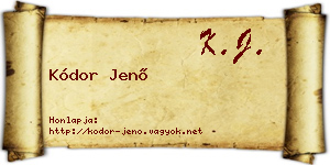 Kódor Jenő névjegykártya